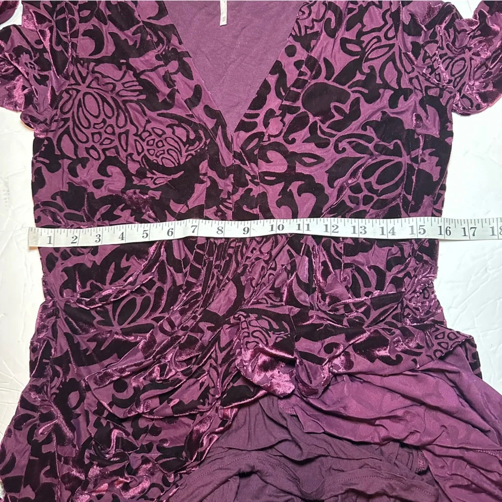 Free People Women’s Deep Purple All Night Long Velvet Burnout Mini Dress-Size XS